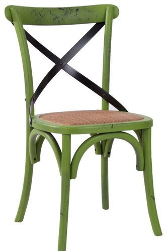 Chaise vintage bois massif vert vieilli Annah - Photo n°2; ?>