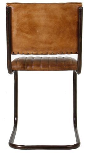 Chaise vintage fer et cuir marron Manou - Photo n°3; ?>