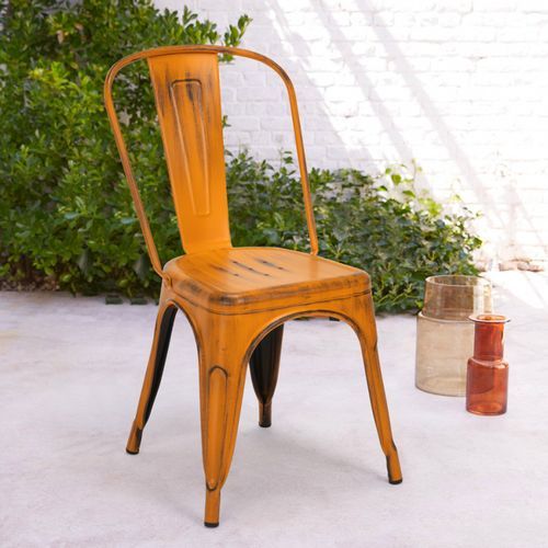 Chaise vintage métal orange vieilli Kintal - Photo n°2; ?>