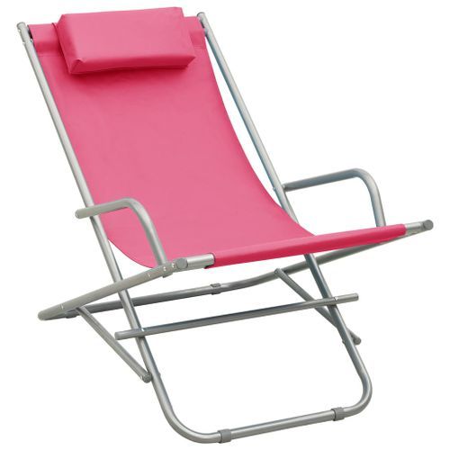 Chaises à bascule 2 pcs Acier Rose - Photo n°2; ?>