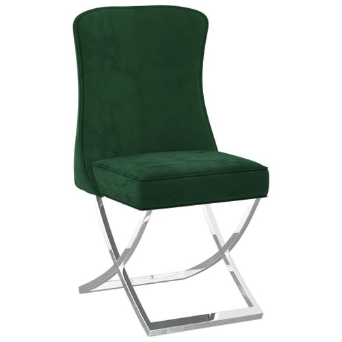 Chaises à dîner 2 pcs Vert foncé 53x52x98 cm Velours et inox - Photo n°3; ?>