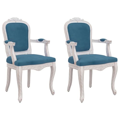 Chaises à manger 2 pcs bleu 62x59,5x100,5 cm velours - Photo n°2; ?>