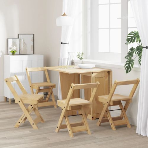 Chaises à manger pliables lot de 4 Corona bois massif de pin - Photo n°3; ?>