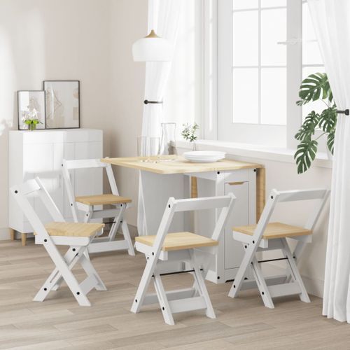 Chaises à manger pliables lot de 4 Corona bois massif de pin - Photo n°3; ?>