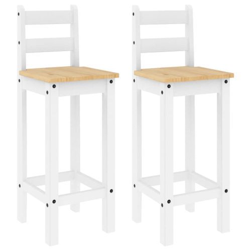 Chaises de bar 2 pcs blanc bois de pin solide - Photo n°2; ?>