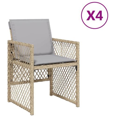 Chaises de jardin avec coussins lot de 4 mélange beige - Photo n°2; ?>