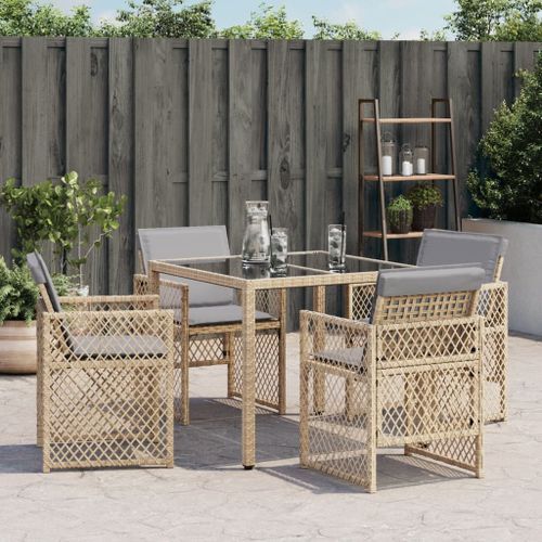 Chaises de jardin avec coussins lot de 4 mélange beige - Photo n°3; ?>