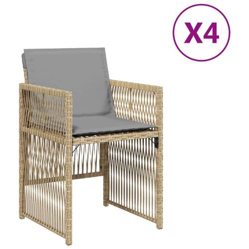 Chaises de jardin avec coussins lot de 4 mélange beige - Photo n°2; ?>