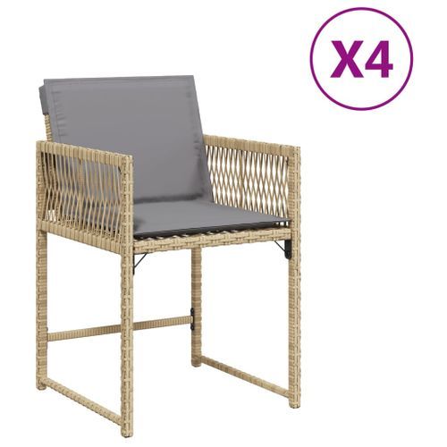 Chaises de jardin avec coussins lot de 4 mélange beige - Photo n°2; ?>