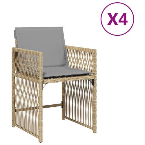 Chaises de jardin avec coussins lot de 4 mélange beige - Photo n°2; ?>