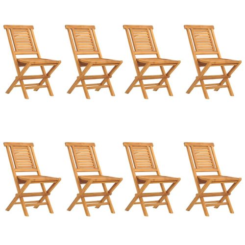Chaises de jardin pliantes lot de 8 47x63x90cm bois massif teck - Photo n°2; ?>