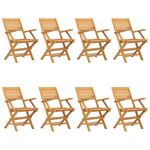 Chaises de jardin pliantes lot de 8 55x62x90cm bois massif teck - Photo n°2; ?>