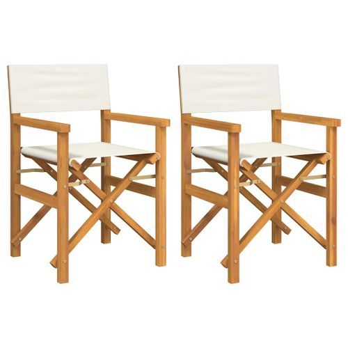 Chaises de metteur en scène pliantes lot de 2 Bois teck massif - Photo n°2; ?>