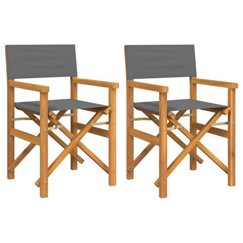 Chaises de metteur en scène pliantes lot de 2 Bois teck massif - Photo n°2; ?>