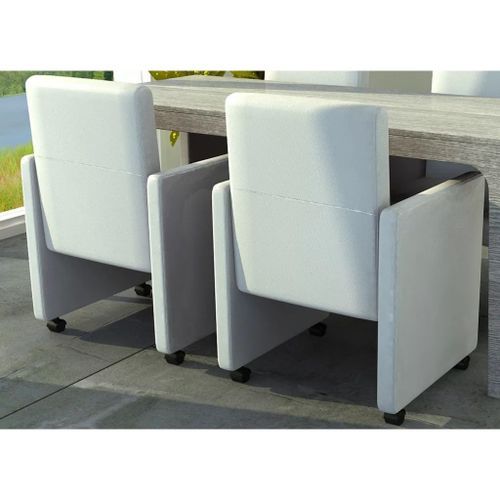 Chaises de salle à manger 2 pcs Blanc Similicuir - Photo n°2; ?>