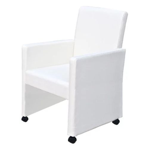 Chaises de salle à manger 2 pcs Blanc Similicuir - Photo n°3; ?>