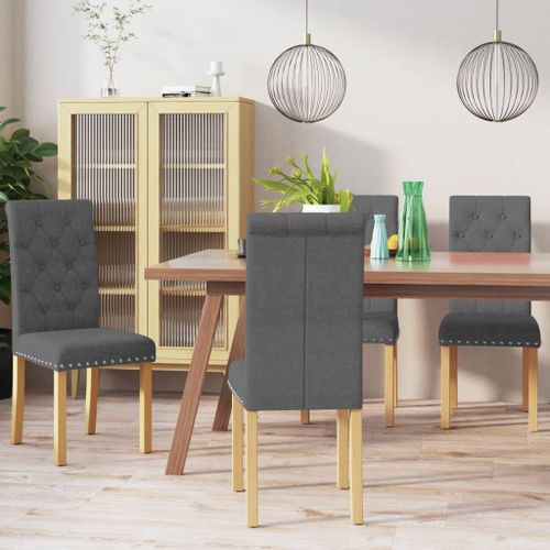 Chaises de salle à manger 4 pcs Gris foncé Tissu 24 - Photo n°2; ?>