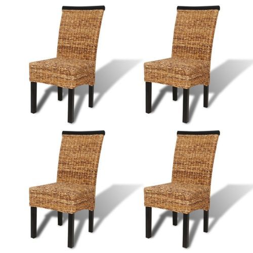 Chaises de salle à manger 4pcs Bois solide de manguier et abaca 2 - Photo n°2; ?>