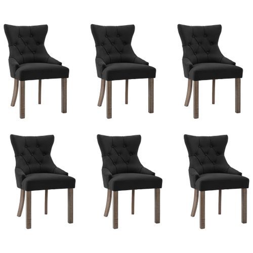 Chaises de salle à manger 6 pcs Noir Tissu 8 - Photo n°2; ?>