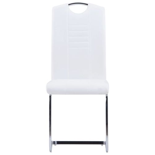 Chaises de salle à manger cantilever 6 pcs Blanc Similicuir 3 - Photo n°3; ?>