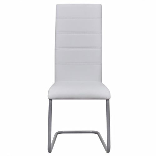 Chaises de salle à manger cantilever 6 pcs Blanc Similicuir 4 - Photo n°3; ?>