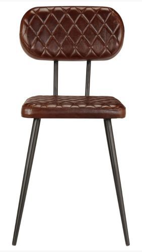 Chaises de salle à manger cuir marron et pieds métal noir Moundir - Lot de 2 - Photo n°3; ?>