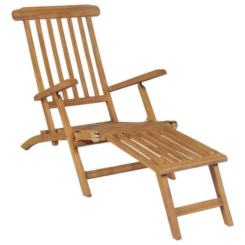 Chaises de terrasse avec repose-pied 2 pcs Bois de teck solide - Photo n°2; ?>