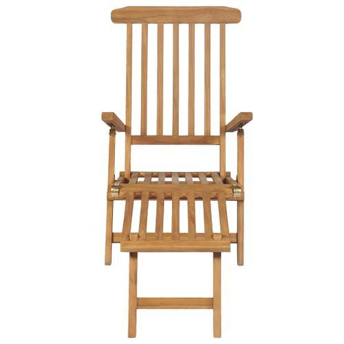 Chaises de terrasse avec repose-pied 2 pcs Bois de teck solide - Photo n°3; ?>