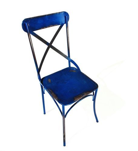 Chaises en métal bleu vieilli Lola - Lot de 2 - Photo n°3; ?>