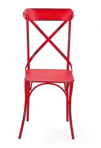 Chaises en métal rouge vieilli Lola - Lot de 2 - Photo n°2; ?>