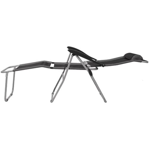 Chaises inclinables de camping 2 pcs Gris et noir - Photo n°2; ?>
