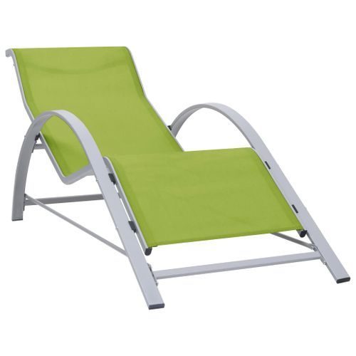 Chaises longues 2 pcs avec table Aluminium Vert - Photo n°3; ?>