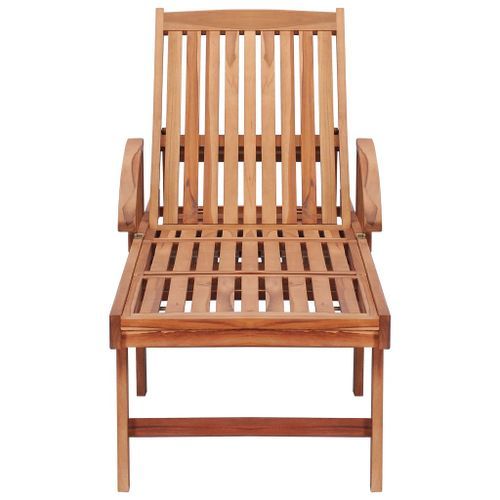 Chaises Longues 2 Pcs Avec Table Et Coussin Bois De Teck Solide 23 Chaises longues 2 pcs avec table et coussin Bois de teck solide - Photo n°3; ?>