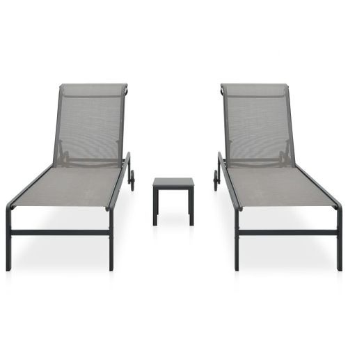 Chaises longues 2 pcs avec table Textilène et acier - Photo n°2; ?>