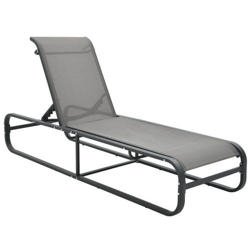 Chaises longues 2 pcs avec table Textilène et aluminium - Photo n°3; ?>