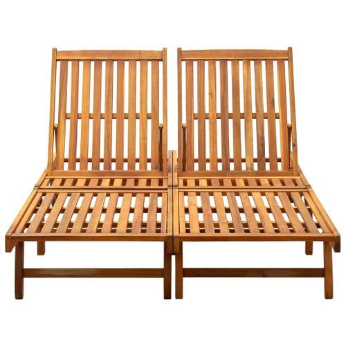 Chaises longues 2 pcs Bois d'acacia solide 3 - Photo n°2; ?>