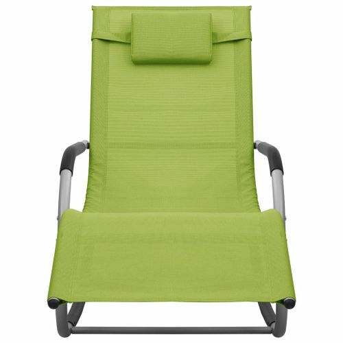 Chaises longues 2 pcs Textilène Vert et gris - Photo n°3; ?>