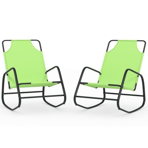 Chaises longues à bascule 2 pcs Vert Acier et textilène - Photo n°2; ?>