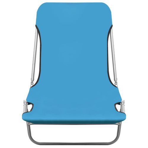 Chaises Longues Pliables 2 Pcs Acier Et Tissu Bleu 17 Chaises longues pliables 2 pcs Acier et tissu Bleu - Photo n°3; ?>
