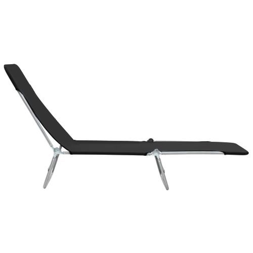 Chaises longues pliables 2 pcs Acier et tissu Noir - Photo n°3; ?>