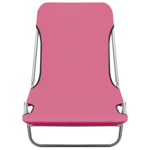 Chaises longues pliables 2 pcs Acier et tissu Rose - Photo n°3; ?>