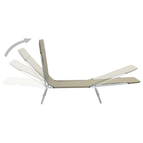 Chaises longues pliables 2 pcs Acier et tissu Taupe - Photo n°2; ?>