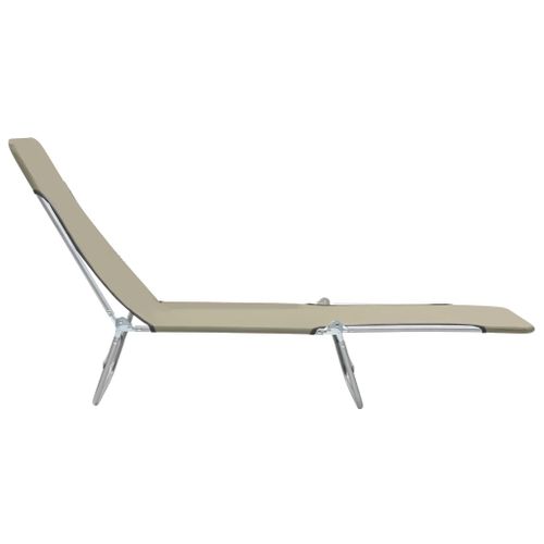 Chaises longues pliables 2 pcs Acier et tissu Taupe - Photo n°3; ?>
