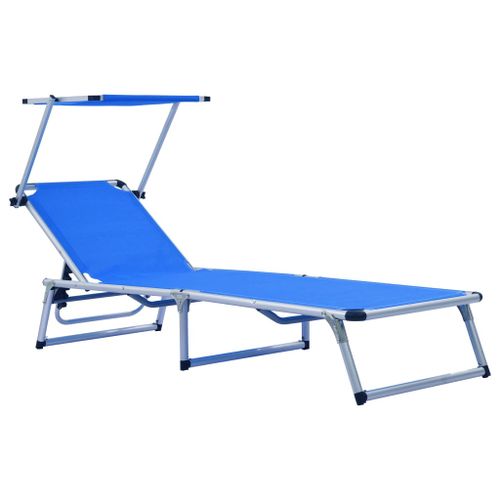 Chaises Longues Pliables Et Toit 2 Pcs Aluminium Textilène Bleu 22 Chaises longues pliables et toit 2 pcs Aluminium textilène Bleu - Photo n°2; ?>