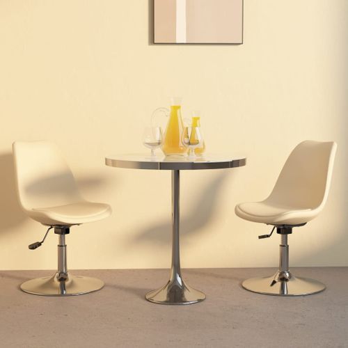 Chaises pivotantes de salle à manger 2 pcs Crème Tissu 2 - Photo n°2; ?>