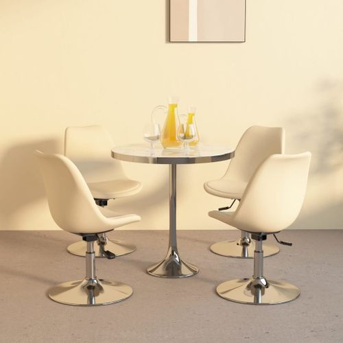 Chaises pivotantes de salle à manger 4 pcs Crème Tissu 2 - Photo n°2; ?>