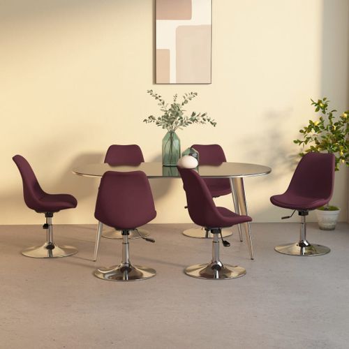 Chaises pivotantes de salle à manger 6 pcs Violet Tissu 3 - Photo n°2; ?>