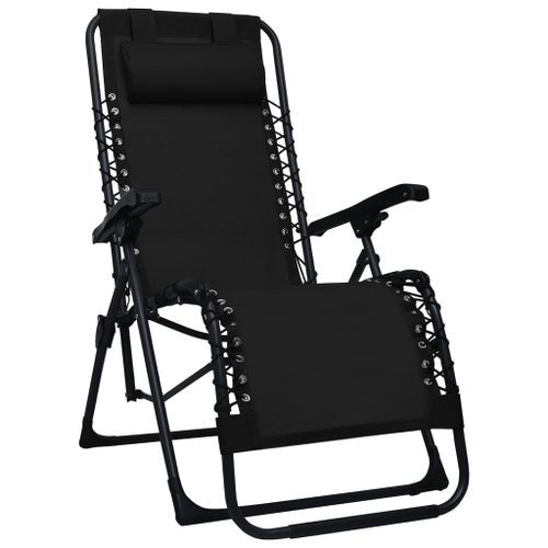 Chaises pliables de terrasse 2 pcs Noir Textilène - Photo n°2; ?>