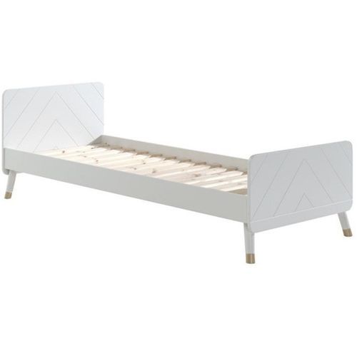 Chambre 3 pièces lit chevet et coiffeuse bois blanc satiné Funy 90x200 cm - Photo n°3; ?>