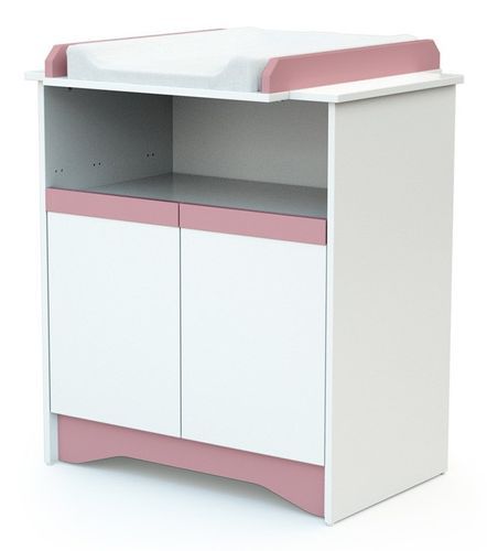 Chambre bébé 3 pièces lit commode et armoire blanc et rose Cotillon 60x120 cm - Photo n°3; ?>